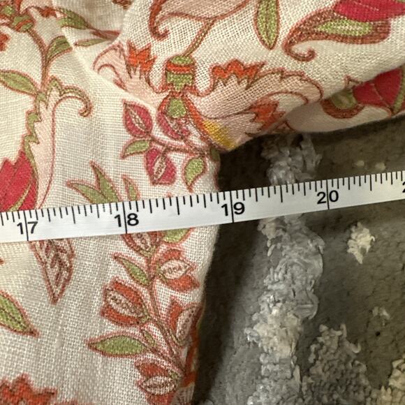 Aspiga Pink Floral 100% Linen Dress 3/4 Sleeve V-Neck Pockets Women's Size XS - Picture 9 of 11